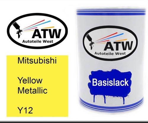 Mitsubishi, Yellow Metallic, Y12: 500ml Lackdose, von ATW Autoteile West.